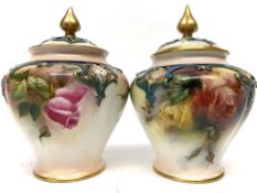 Pair of late 19th century Hadleigh Worcester vases a