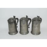 Three pewter tankards from Christchurch College, Oxford