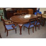Set of six Victorian mahogany bar back dining chairs comprising two carvers with scrolled arms and