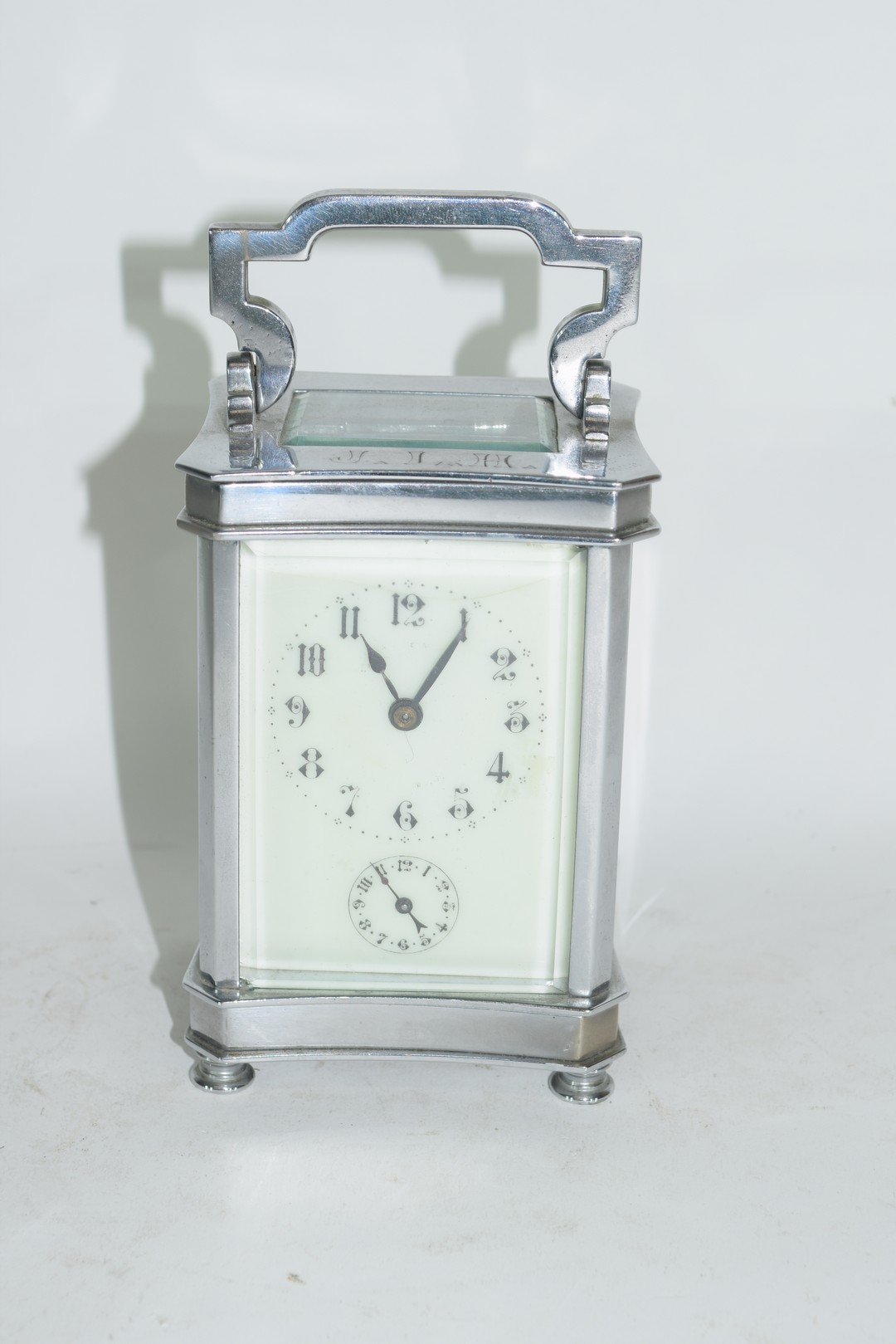 Silver metal carriage clock