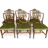 Set of six reproduction shield back dining chairs