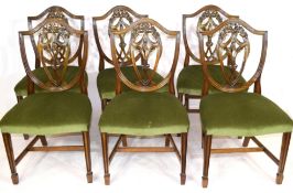 Set of six reproduction shield back dining chairs