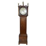 Deacon, Leicester, George III longcase clock with circular face with Roman and Arabic numerals and
