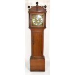 William Nash, Bridge, (Kent) 18th century oak cased longcase clock, the brass and silvered face with
