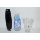 Three Swedish Art glass vases with various labels