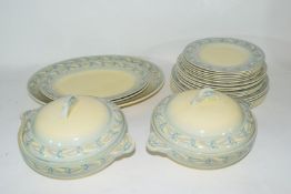 Clarice Cliff Newport pottery part dinner service comprising, two vegetable tureens, two oval meat