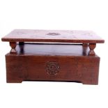 Jack Grimble of Cromer Oak coffee table with drop down storage end, carved with Tudor Rose detail