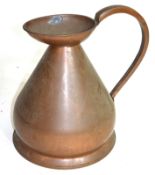 Large copper two-gallon jug, height approx 44cm Condition: Appears structurally sound^ would benefit