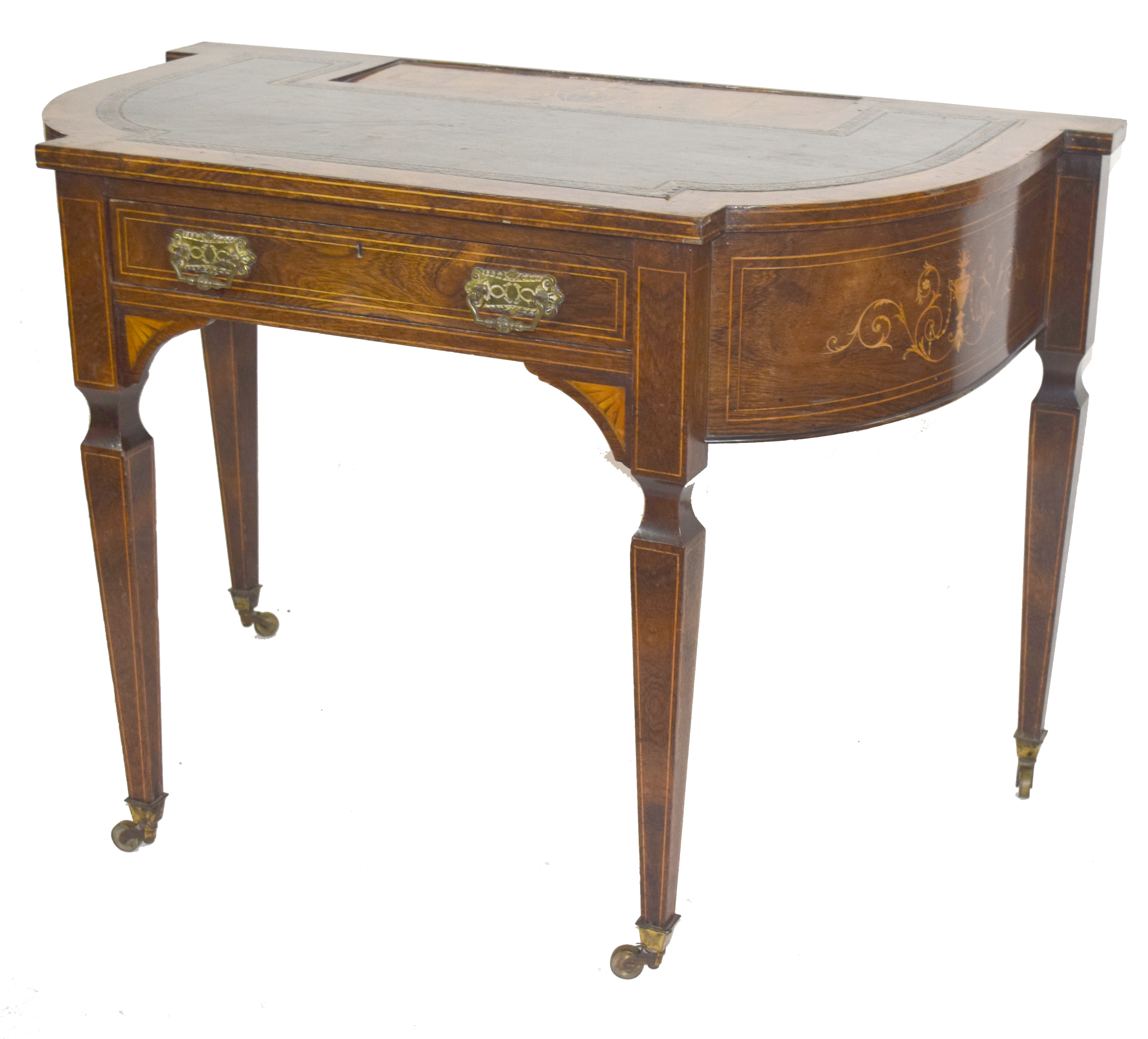 Late 19th century walnut veneered writing desk - Image 5 of 8