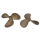 Pair of three-blade Bronze propellers, diam approx 42cm Condition: Appears structurally sound