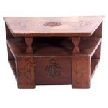 Jack Grimble of Cromer, a small oak losenge shaped side table with carved Tudor Rose detail 76cm