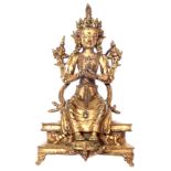 Rare Sino-Tibetan gilt bronze figure of Maitreya
