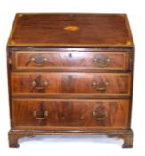 19th century fall front bureau with inlaid decoration throughout, raised on bracket feet with fitted