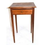 Small square stained table with drawer 70cm in height Condition: Structurally sound but requires