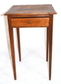 Small square stained table with drawer 70cm in height Condition: Structurally sound but requires