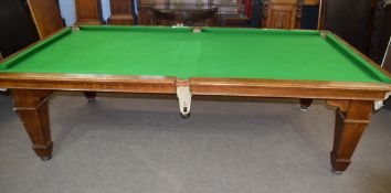 Oak frame and slate bed, quarter size snooker table with leaves adapting it to a dining table