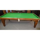 Oak frame and slate bed, quarter size snooker table with leaves adapting it to a dining table