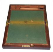 19th century mahogany writing box of typical rectangular form fitted with brass carry handles,