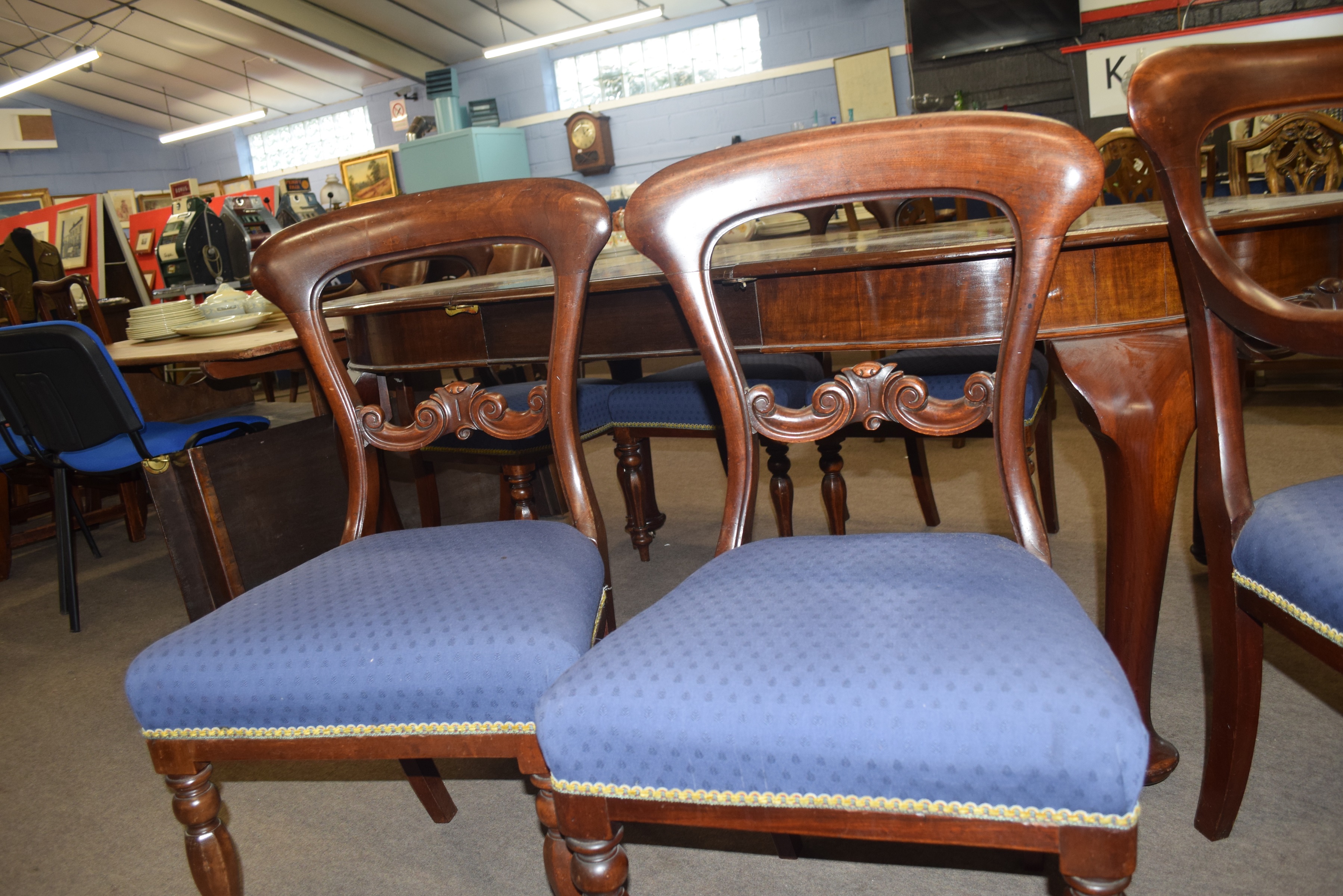 Set of six Victorian mahogany bar back dining chairs comprising two carvers with scrolled arms and - Image 8 of 10