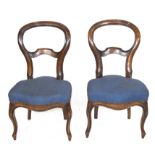 Pair of Victorian mahogany balloon back dining chairs