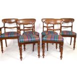 Set of six Victorian mahogany bar back dining chairs, comprising one carver and five single chairs