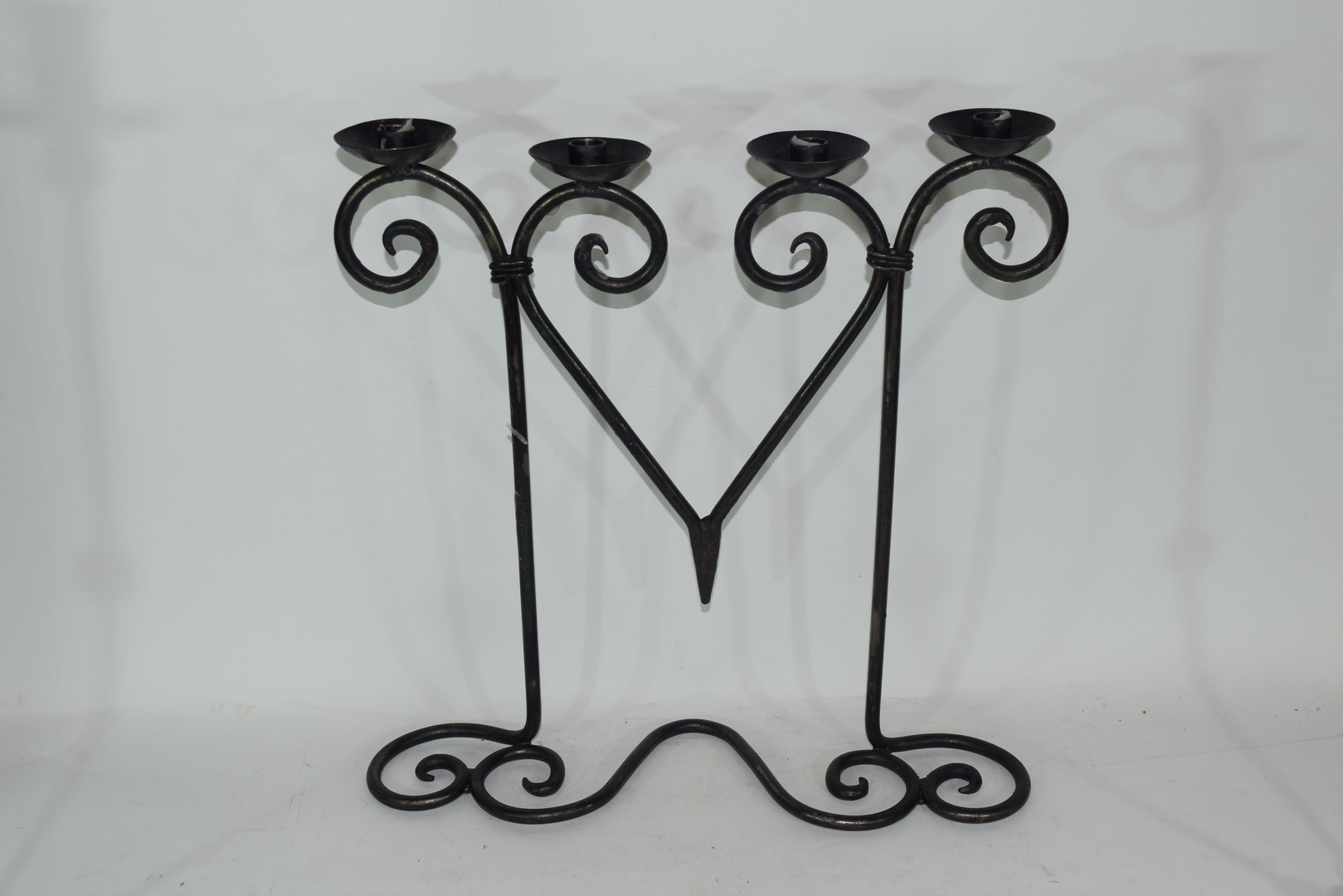 20th century iron four-light candelabra together with a pair of candlesticks (3) Condition: Good - Image 8 of 8