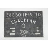 Machine Plaque, B & E Boilers