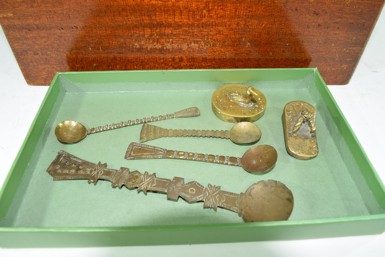 Four various brass Ashanti spoons etc - Image 2 of 4