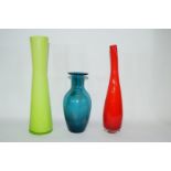 Group of three Swedish Art glass vases