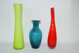 Group of three Swedish Art glass vases