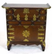 20th Century Chinese Elm side cabinet, the body with three doors and four drawers fitted