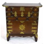 20th Century Chinese Elm side cabinet, the body with three doors and four drawers fitted