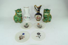 Mixed lot comprising a pair of contemporary Chinese Foo dogs