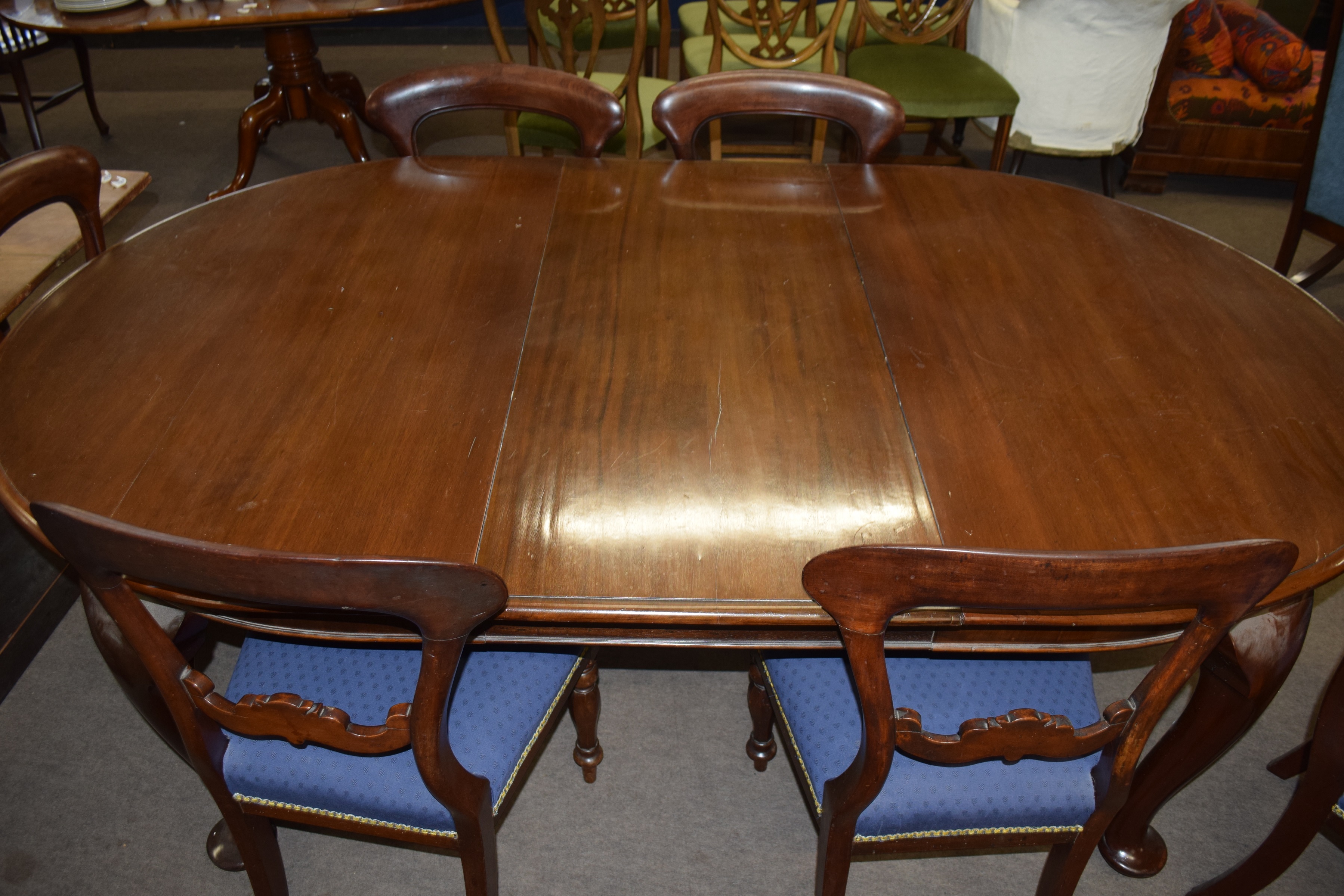 Set of six Victorian mahogany bar back dining chairs comprising two carvers with scrolled arms and - Image 10 of 10