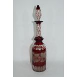 Bohemian style glass decanter and tear drop stopper