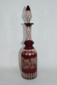Bohemian style glass decanter and tear drop stopper