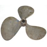 Large three bronze blade propellor, diam approx 55cm Condition: Appears structurally sound