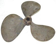 Large three bronze blade propellor, diam approx 55cm Condition: Appears structurally sound