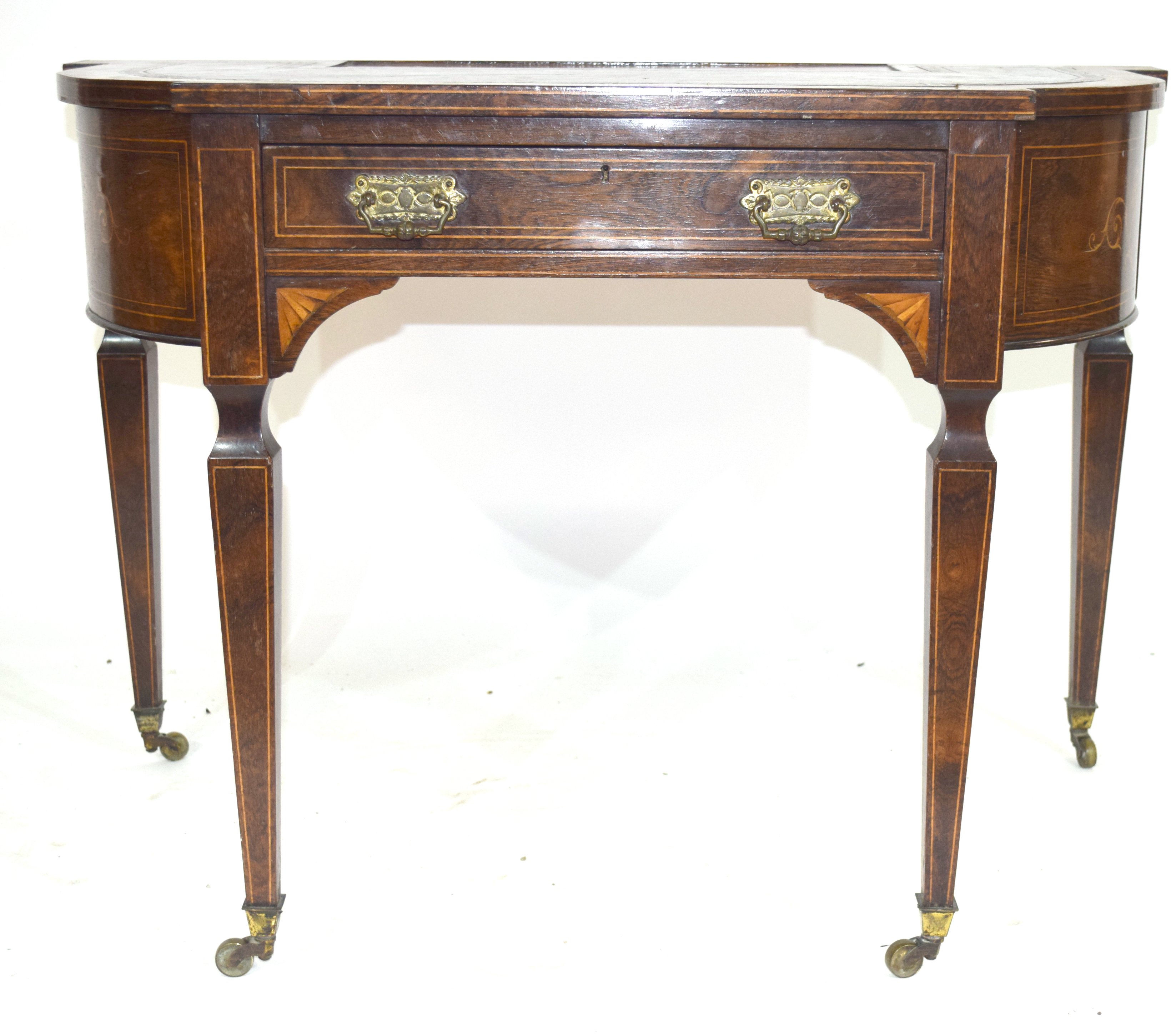 Late 19th century walnut veneered writing desk - Image 3 of 8