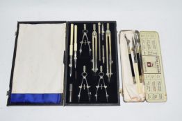 A cased technical drawing set