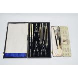 A cased technical drawing set