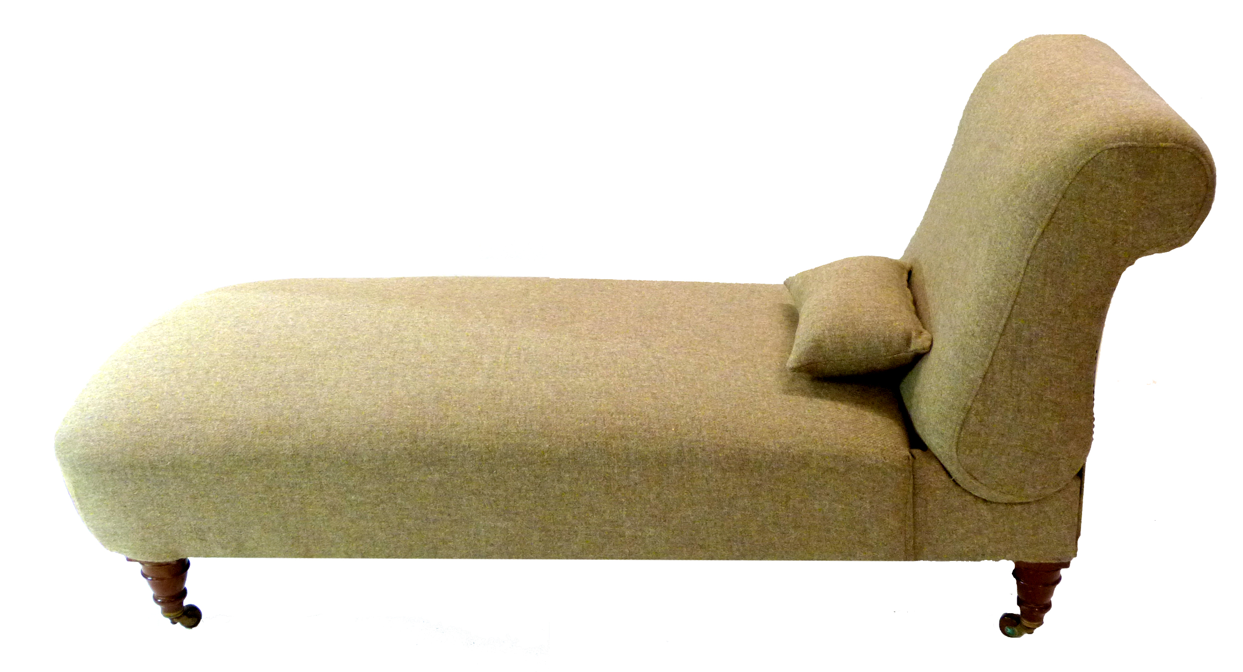 Victorian chaise longue with adjustable backrest, recently re-upholstered in pale Harris tweed - Image 2 of 8