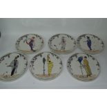 Group of 6 Villeroy & Boch plates, all decorated with Art Nouveau style prints, but modern issue