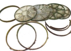 Set of five 19th century iron framed circular nine-pane windows, possibly from a stable, 73cm