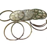 Set of five 19th century iron framed circular nine-pane windows, possibly from a stable, 73cm