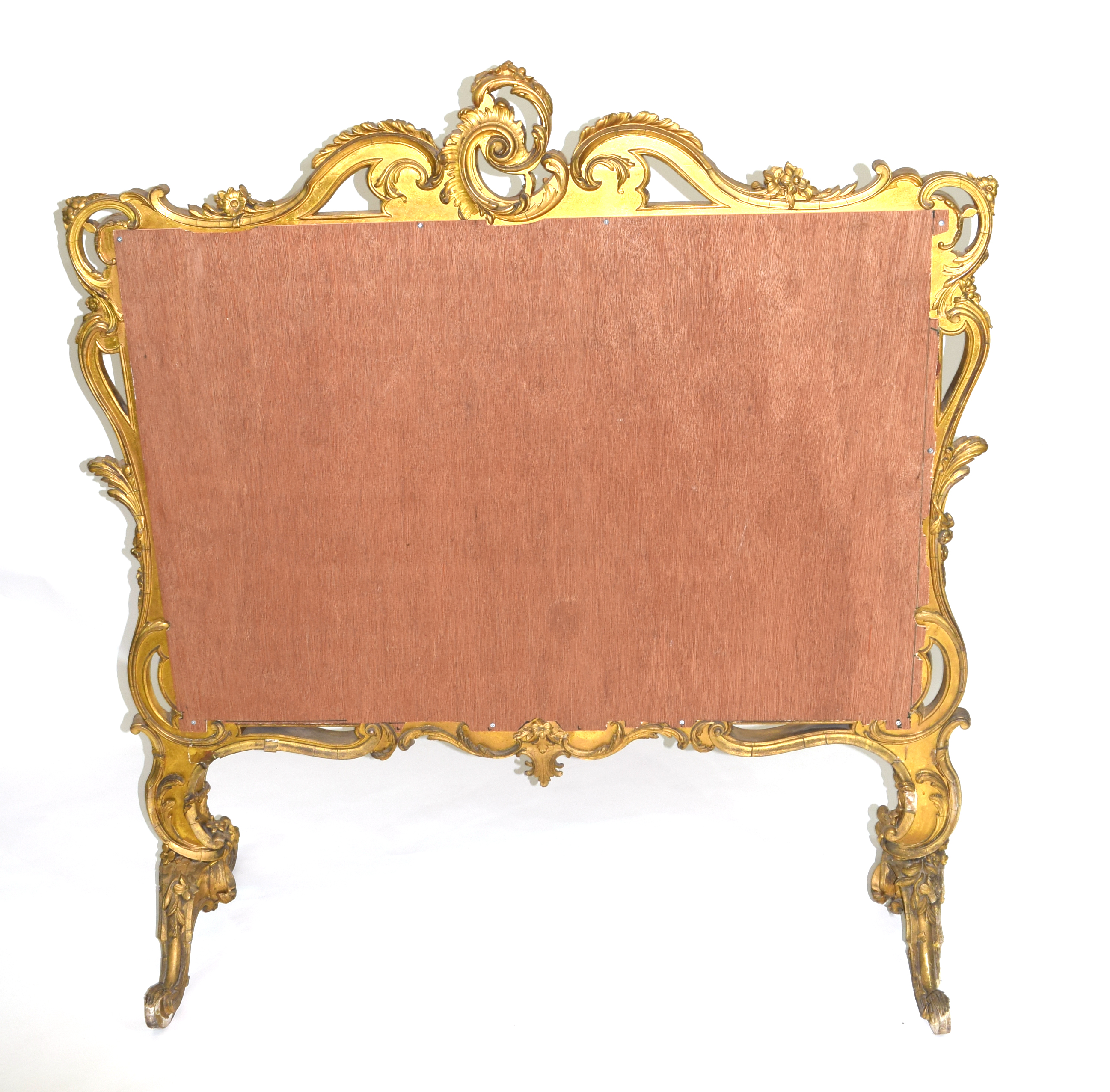 Large gilt gesso framed fire screen, the frame with elaborate foliate and scrolled detail, the - Image 6 of 6