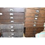 FOUR VINTAGE TABLE TOP FILING CHESTS OR COLLECTORS CHESTS