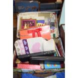 SMALL CASE CONTAINING SANCTUARY BODY LOTION, HOT WATER BOTTLE AND OTHER ITEMS