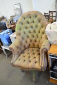 VINTAGE BROWN LEATHER REVOLVING CHAIR, 120CM HIGH