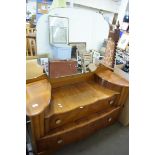 RETRO DROP CENTRE WALNUT VENEERED DRESSING CHEST WITH MIRRORED BACK, 120CM WIDE